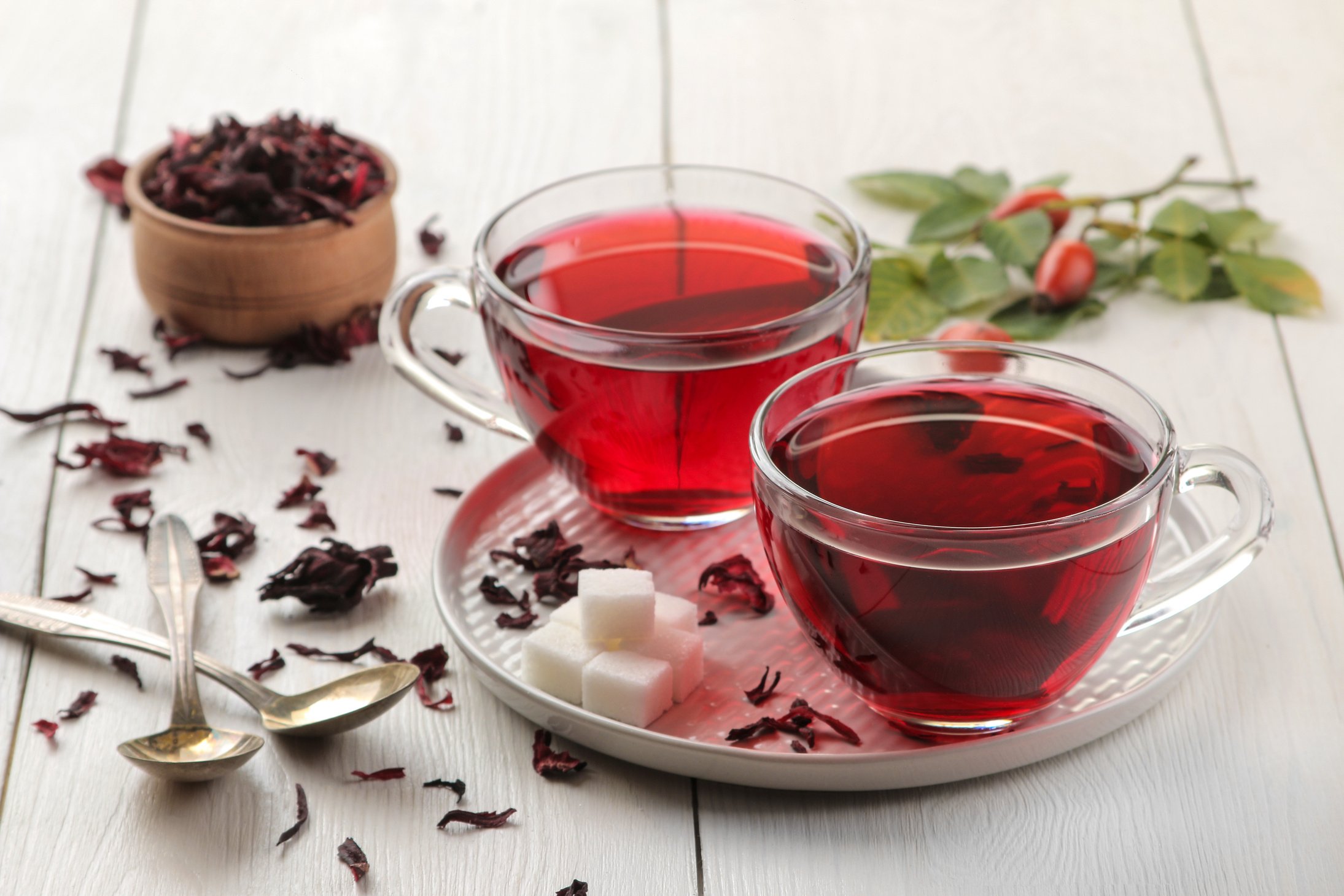 Two Cups of Red Hibiscus Tea