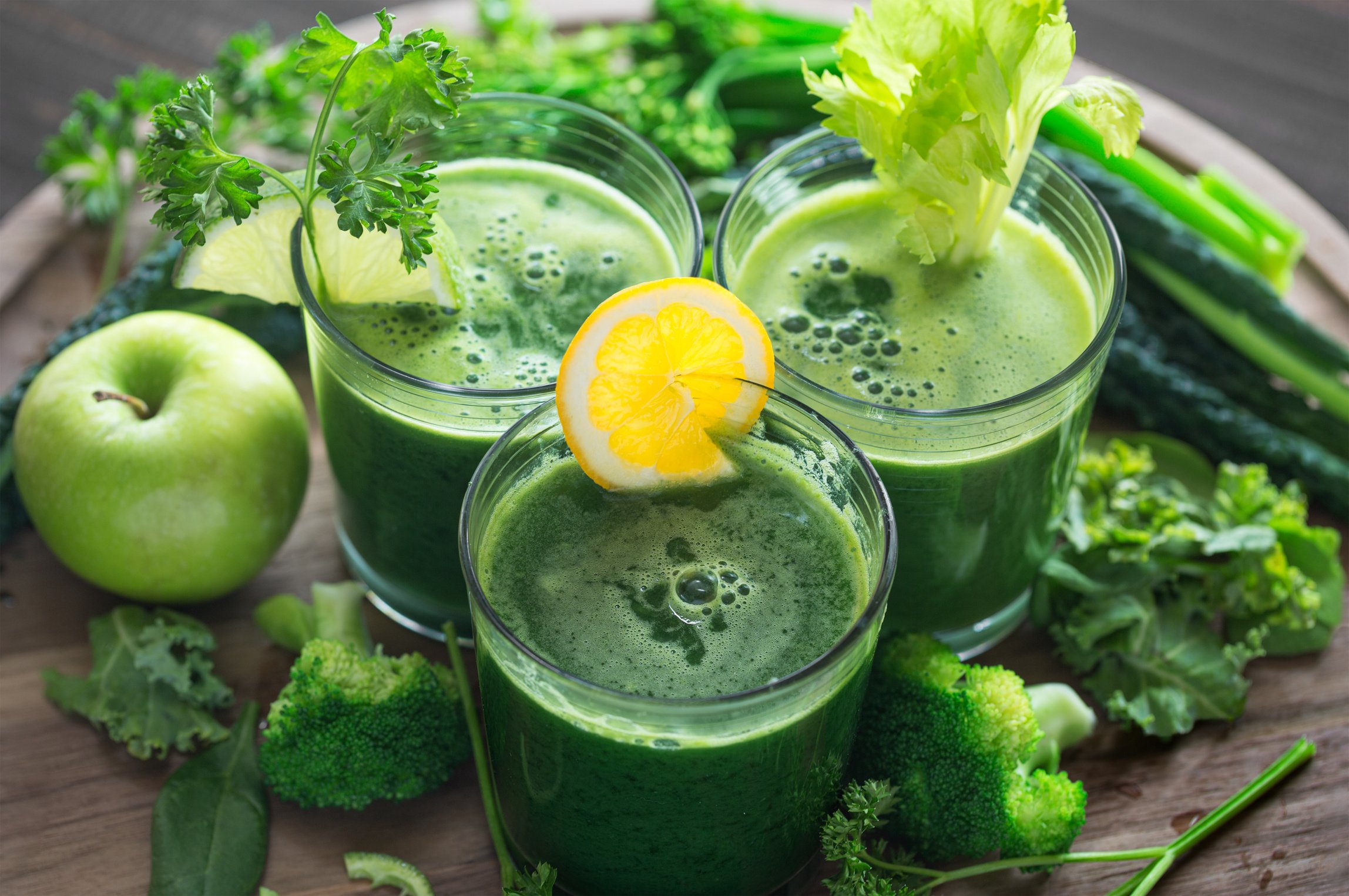 Glasses of Fresh Organic Green Juice